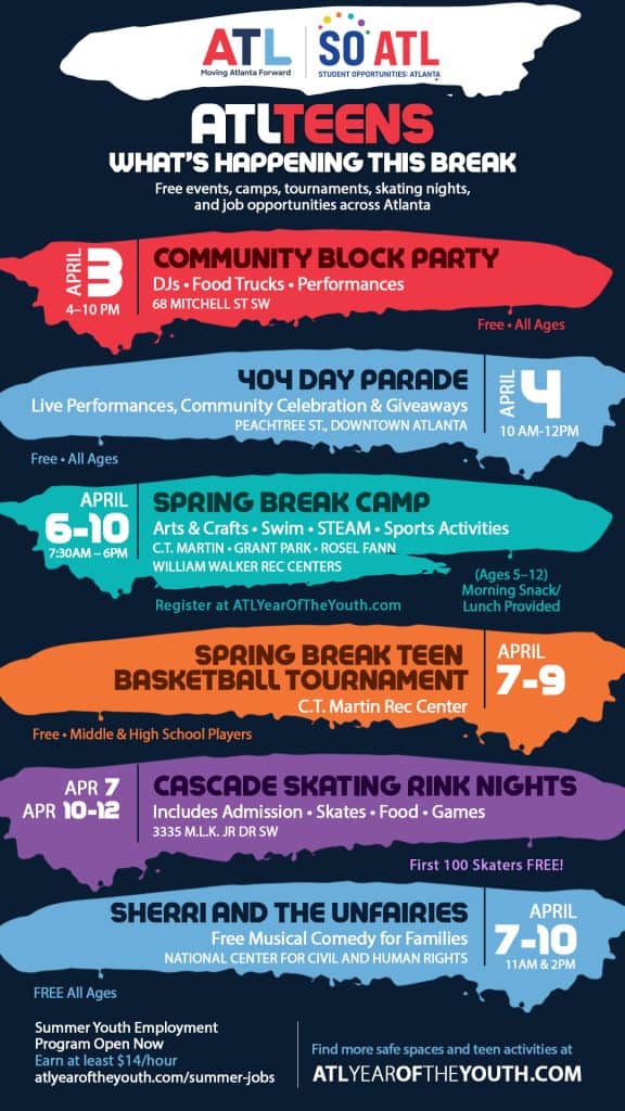 Poster for Spring Break events across the city