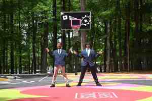 Kids playing basketball